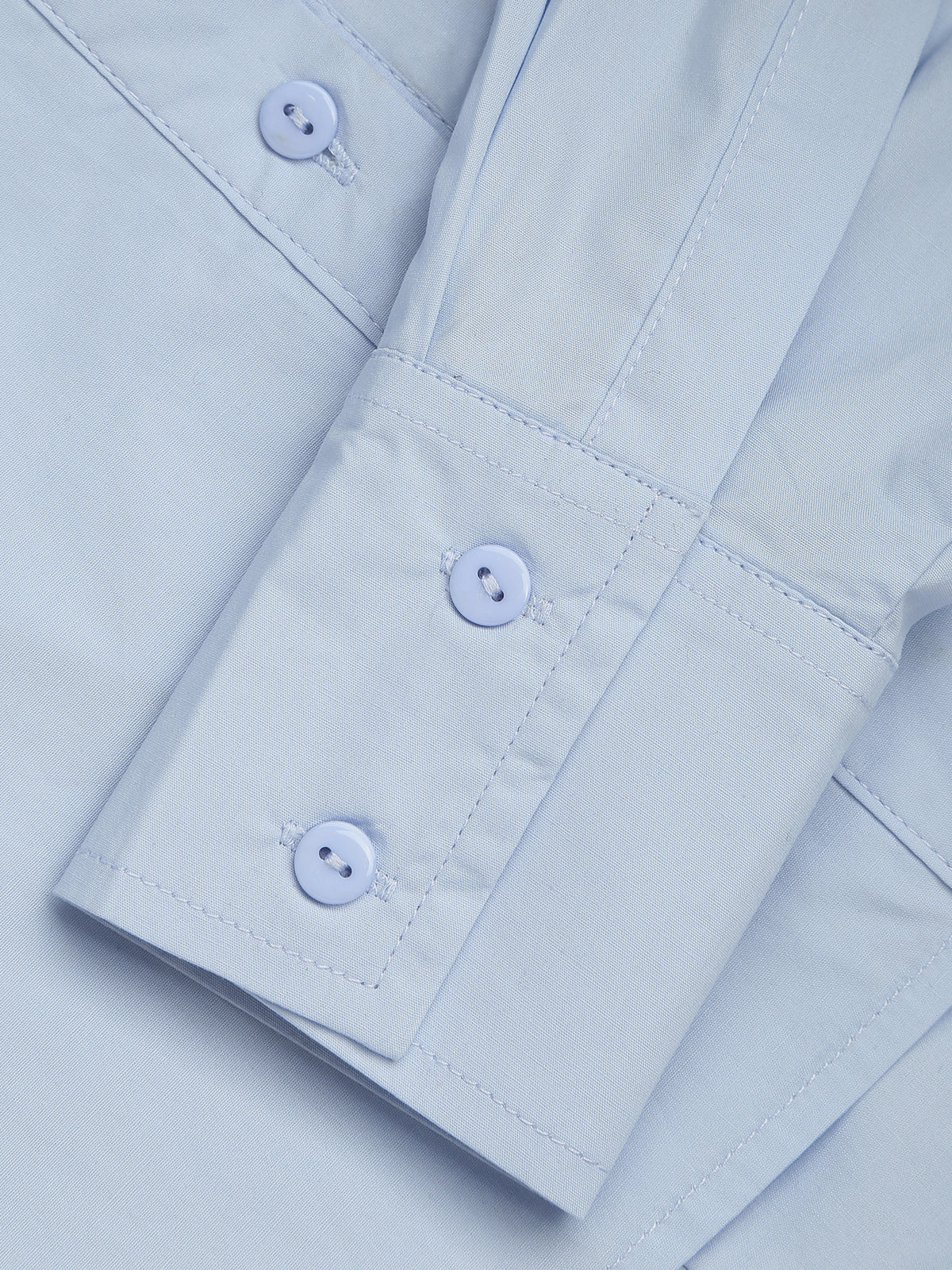 Bebek Mavisi Açık Yaka Çift Katmanlı Kısa Bluz