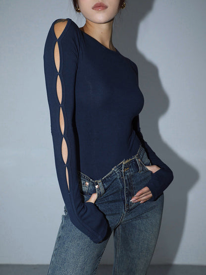 Anahtarlı Kesim Uzun Kol Bodysuit