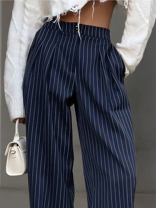 Çizgili Fırfırlı Geniş Paça Pantolonlar