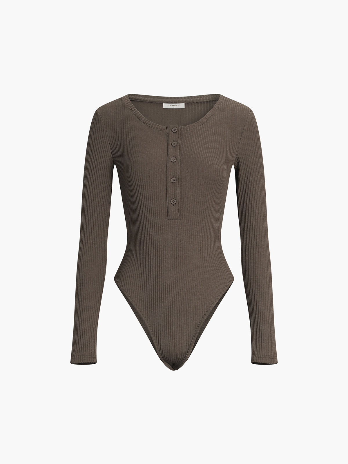 Düğme Kapamalı Rib Uzun Kollu Bodysuit