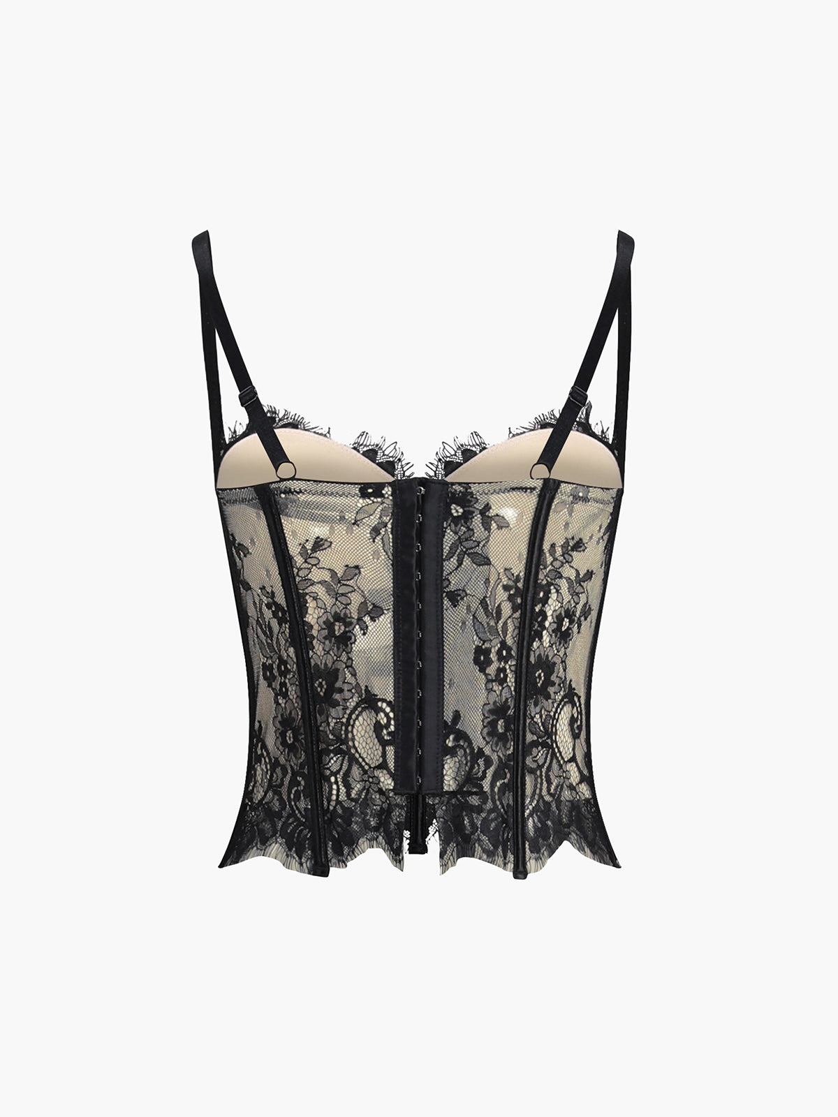 Flower Patterned Lace Semi-Transparent Corset