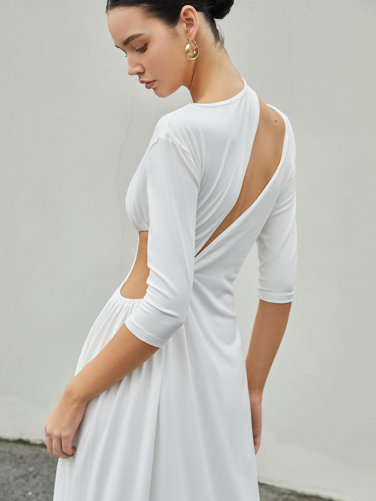 Yırtmaçlı Ruched Kesim Triko Maxi Elbise