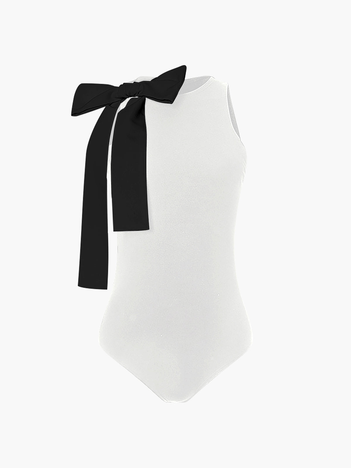 Yarı Şeffaf Fiyonk Süslemeli Kolsuz Bodysuit
