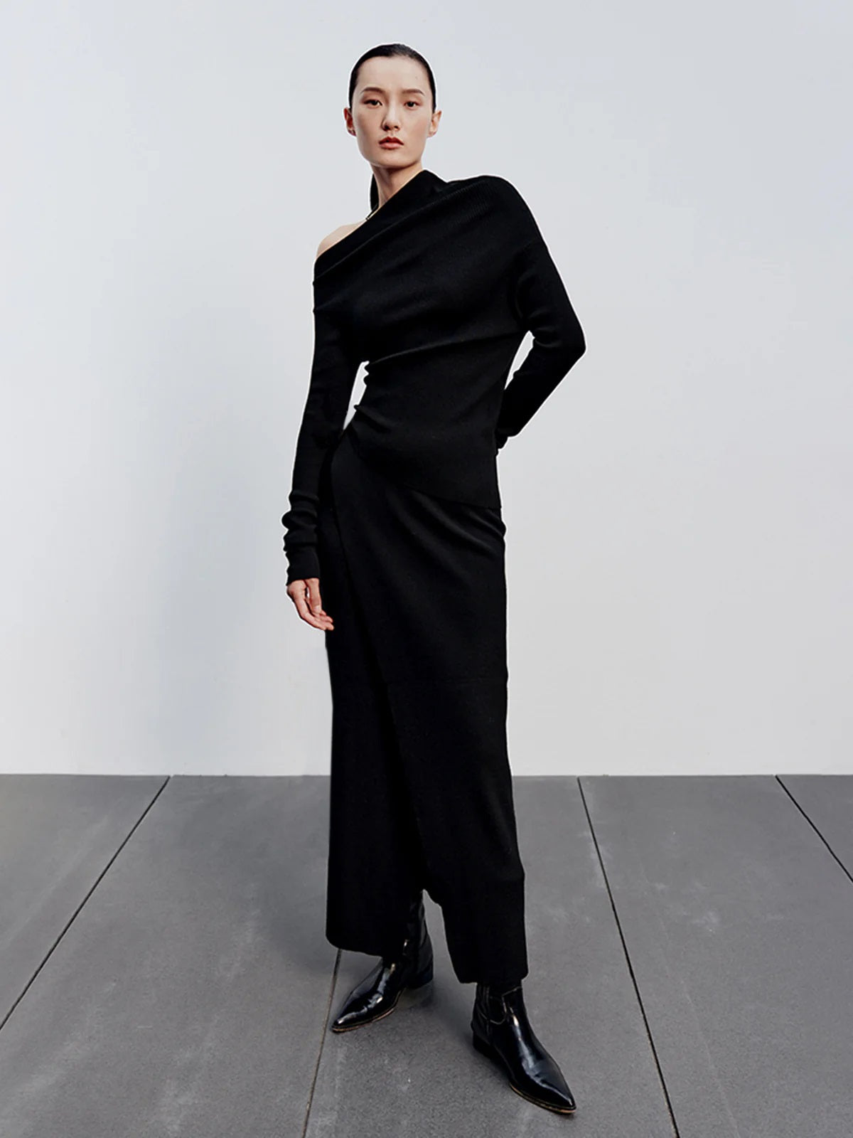 Karamel Renk Kesik Maxi Triko Etek