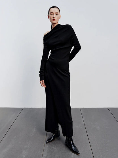 Karamel Renk Kesik Maxi Triko Etek