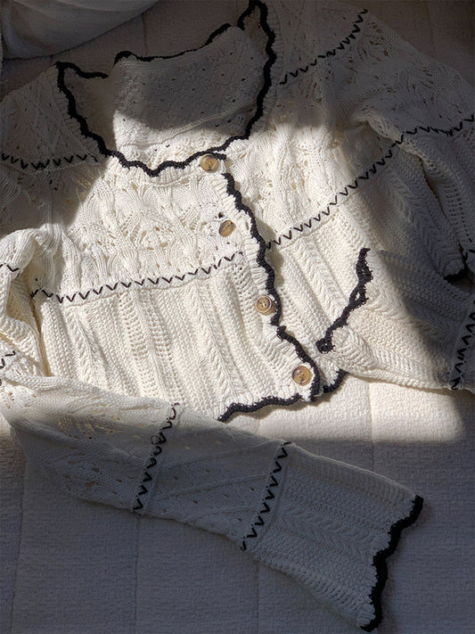 Contrast Contextual Knit Cardigan