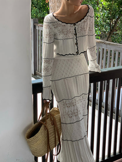 Contrast Contextual Knit Cardigan