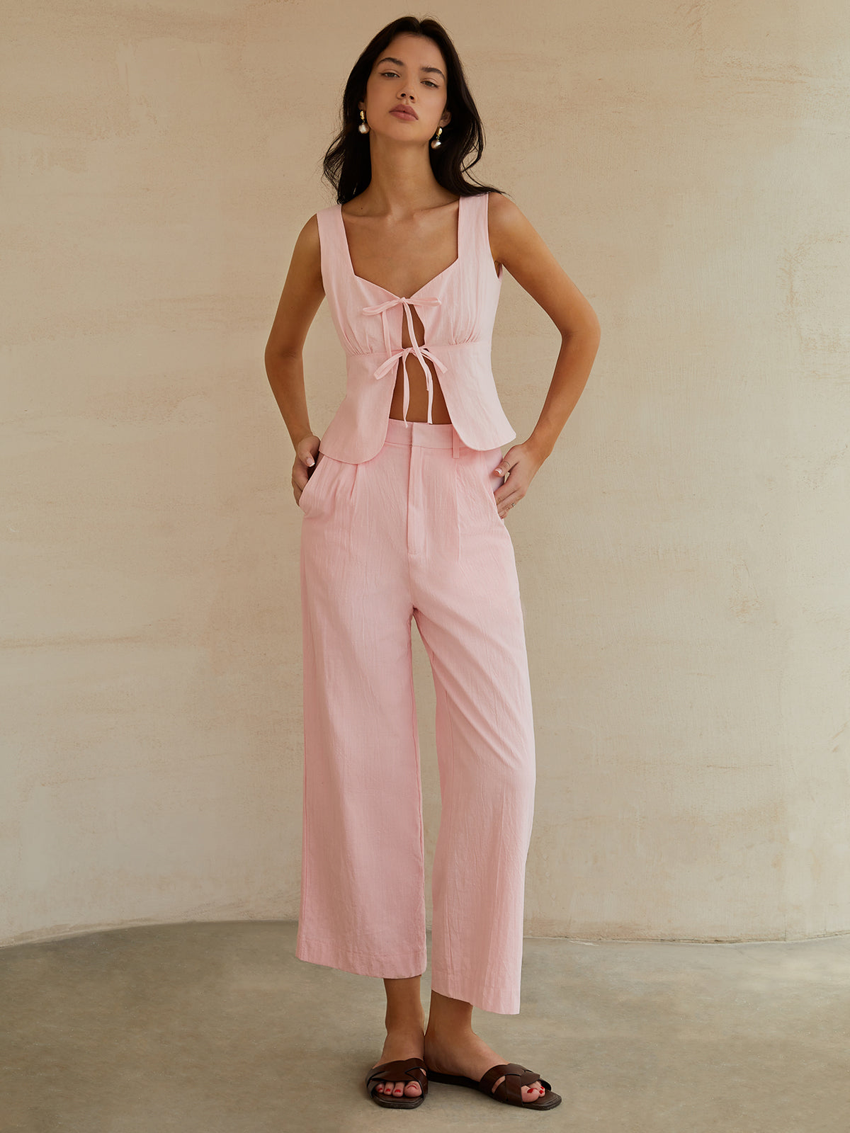 Tatlı Kurdele Dekor Pantolon Seti