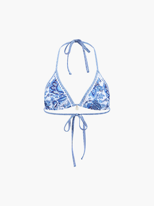 Baskılı Halter Düğümlü Bikini Takımı
