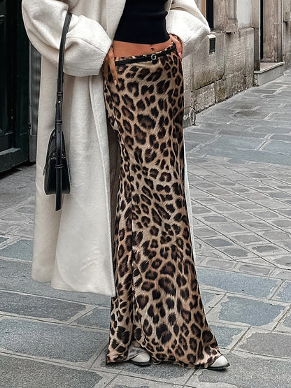Leopar Desenli Dar Maxi Etek
