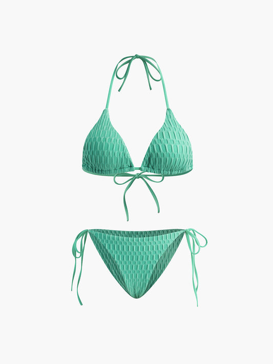 Düğümlü Halter Kesim Bikini Seti