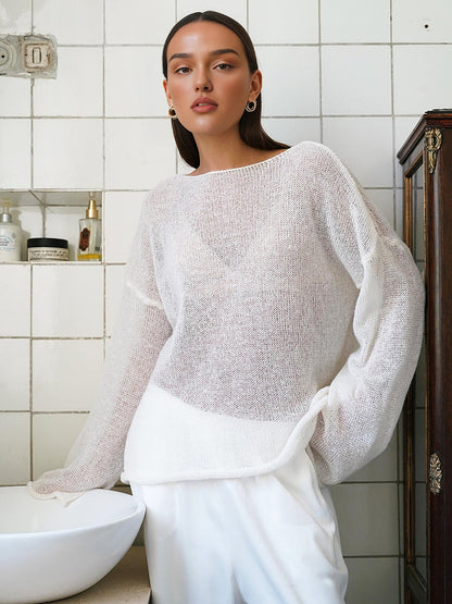 Hollow Draped Snug Knit Üst