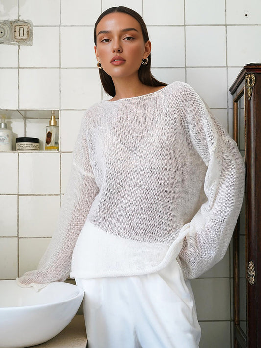 Hollow Draped Snug Knit Üst