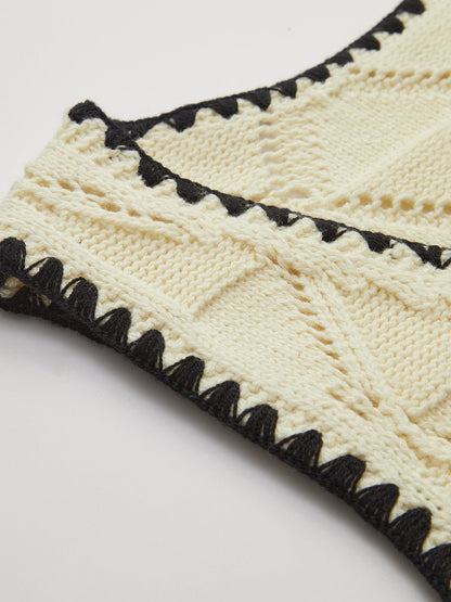 Düğümlü Kontrast Kenar Süveteri