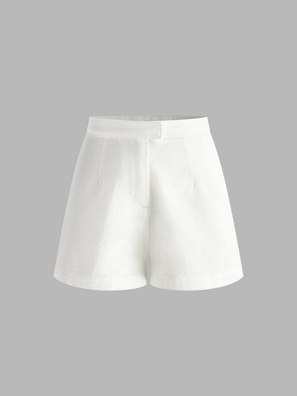 Kot Peplum Yelek ile Şort Takımı