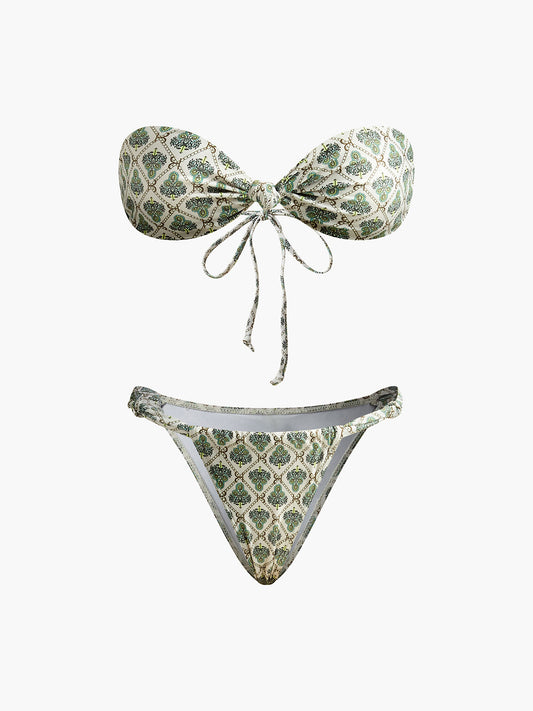 Baskılı Straplez Bikini Seti