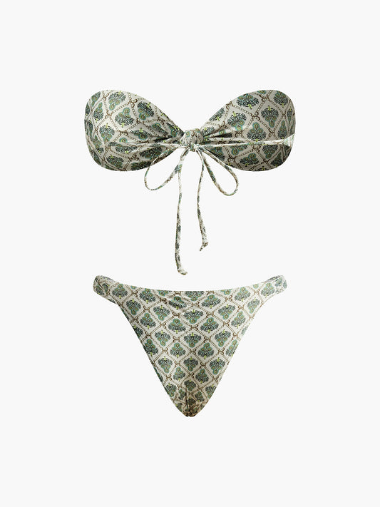 Baskılı Straplez Bikini Seti