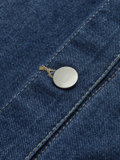Sıradan Göğüslü Reverek Denim Ceket