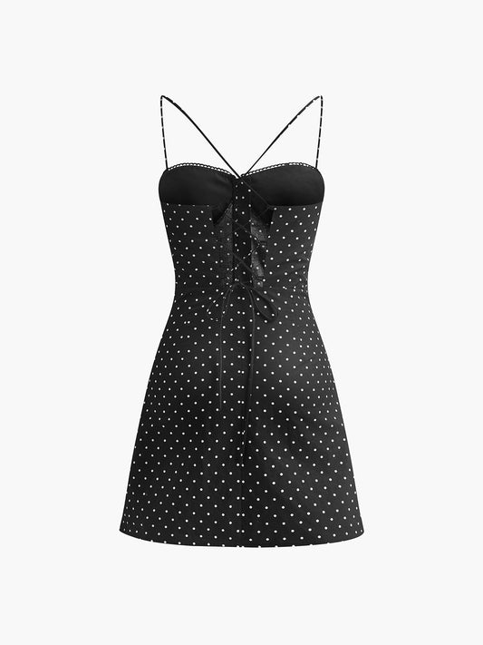 Striped Lace-Up Backless Mini Dress