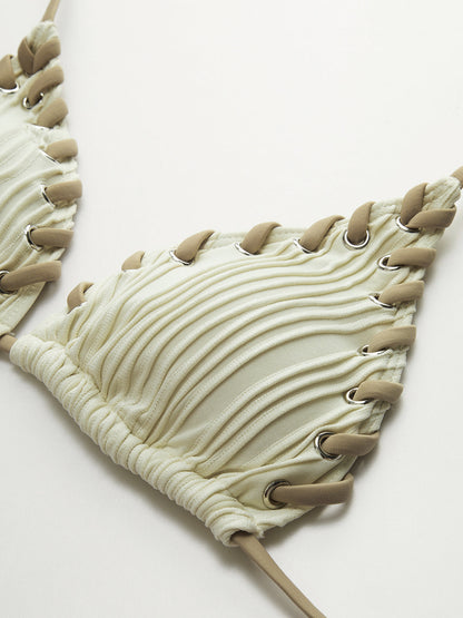 Halka Detaylı Bağcıklı Dökümlü Bikini Takımı