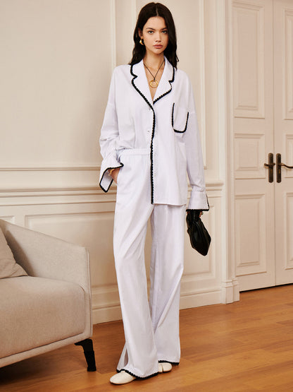 Pamuklu Kontrast Şeritli Rahat Pantolonlar