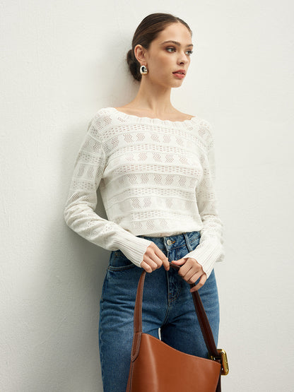 Marul Trim Backless Pointelle Örgü Üst
