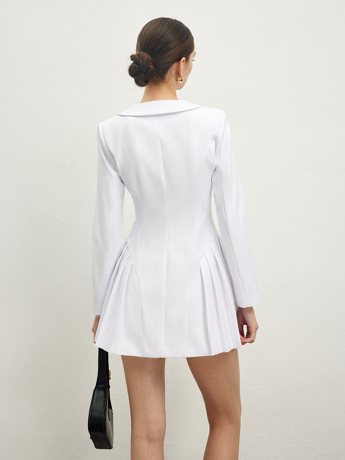 Yaka Ceketli Plise Elbise