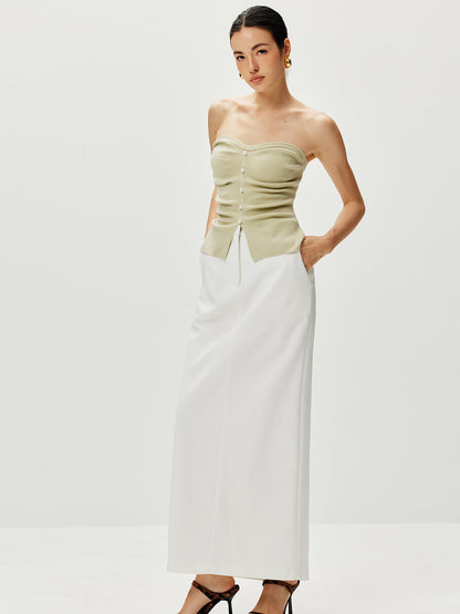 Kayışsız Bölmeli İnci Kazak Yeleği