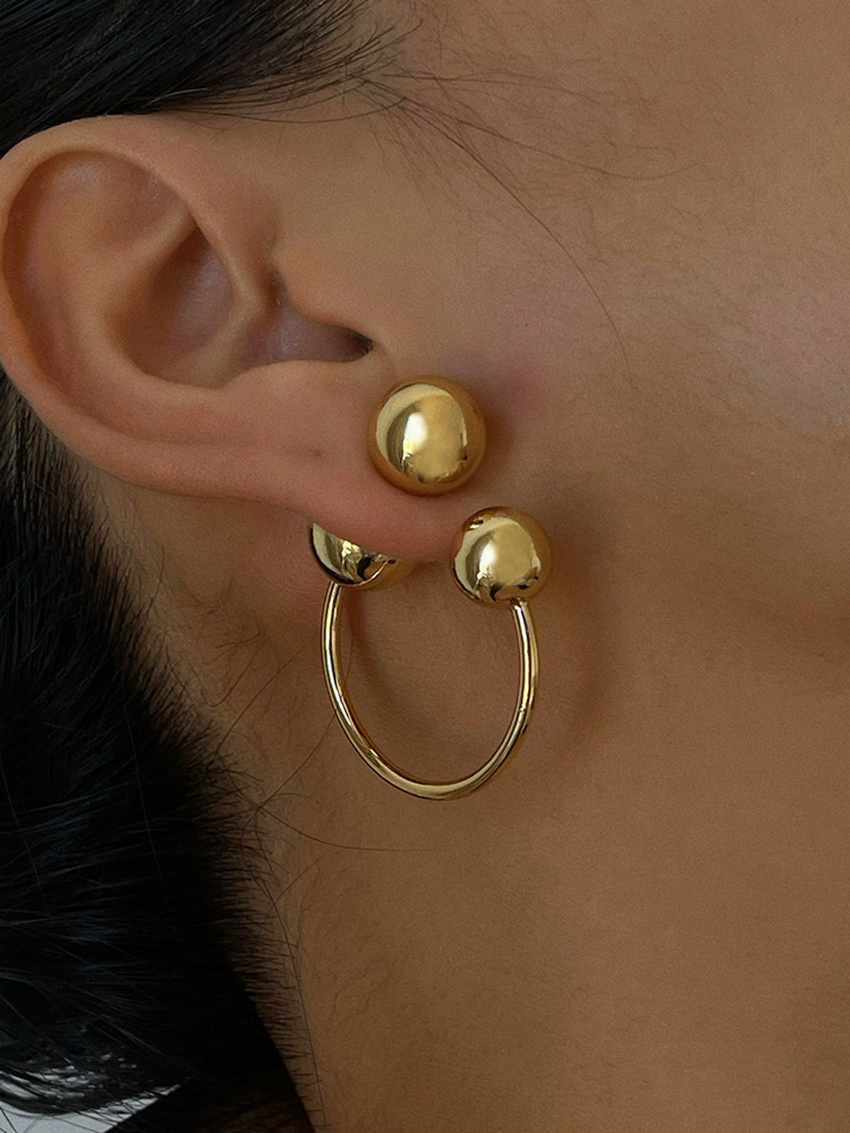 Altın Top Stud Hoop Küpe