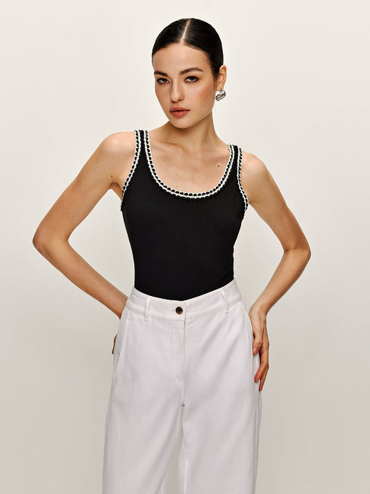 Pamuk Kontrast Kenar Bodysuit
