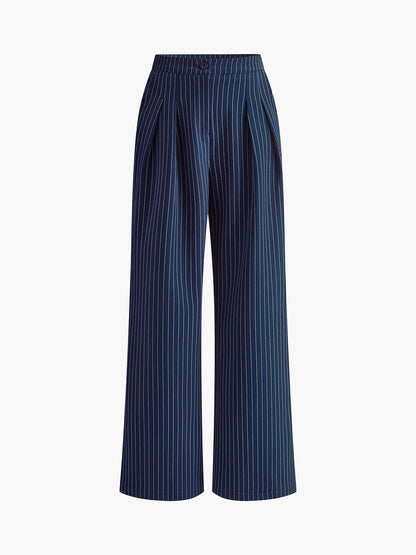 Çizgili Fırfırlı Geniş Paça Pantolonlar