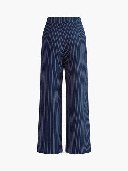 Çizgili Fırfırlı Geniş Paça Pantolonlar