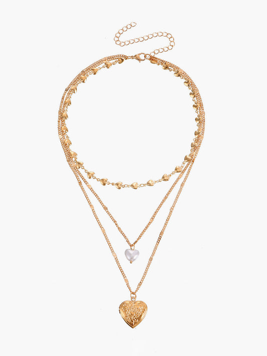Üç Katmanlı Kalp Charm Kolye
