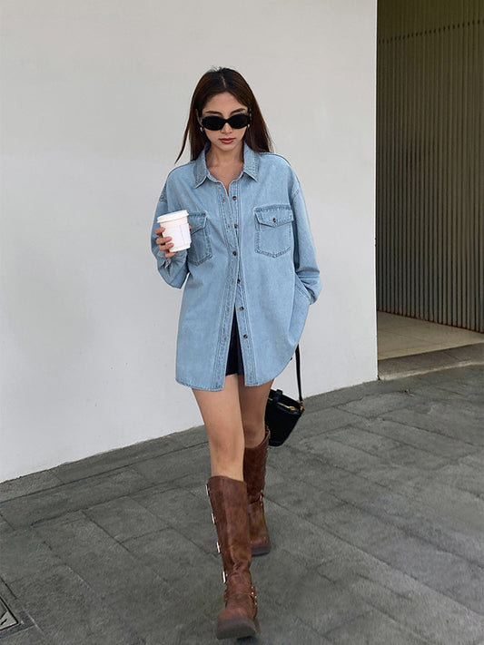 Yaka Cep Denim Ceket