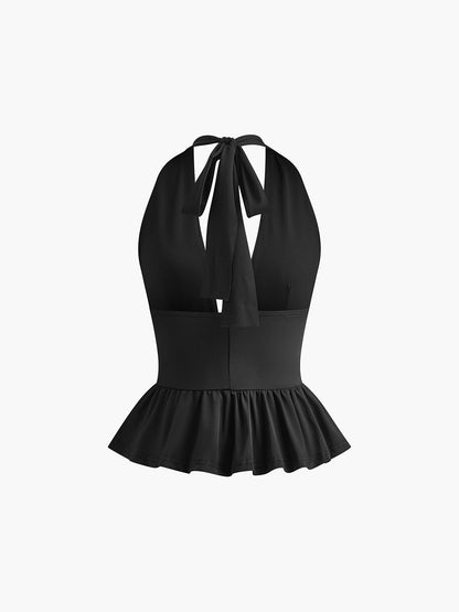 Çivili Detaylı Volanlı Askılı Üst