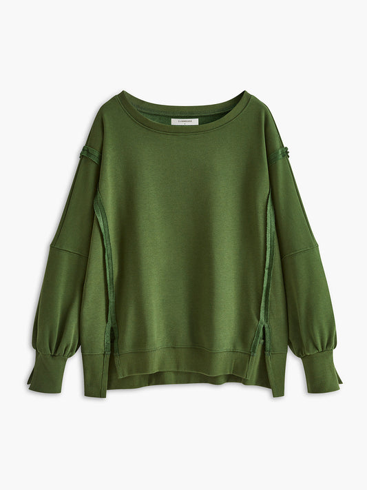 Sade Pamuk Yırtık Sweatshirt