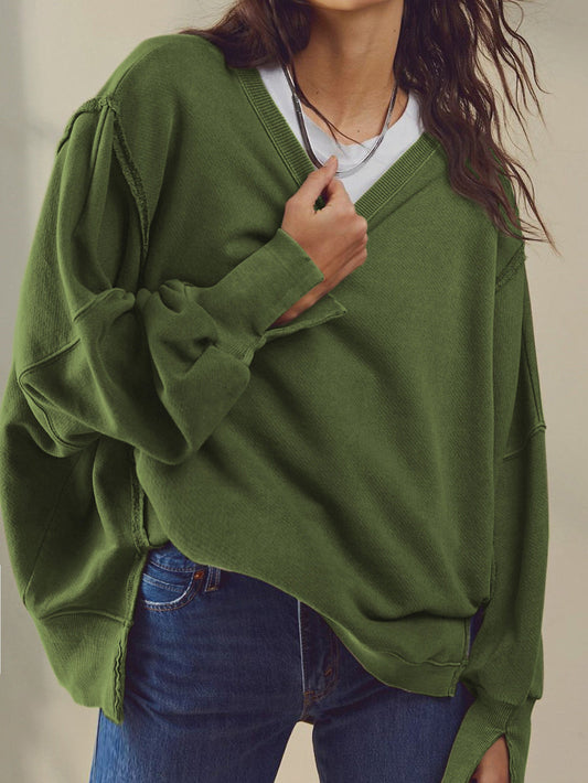 Sade Pamuk Yırtık Sweatshirt