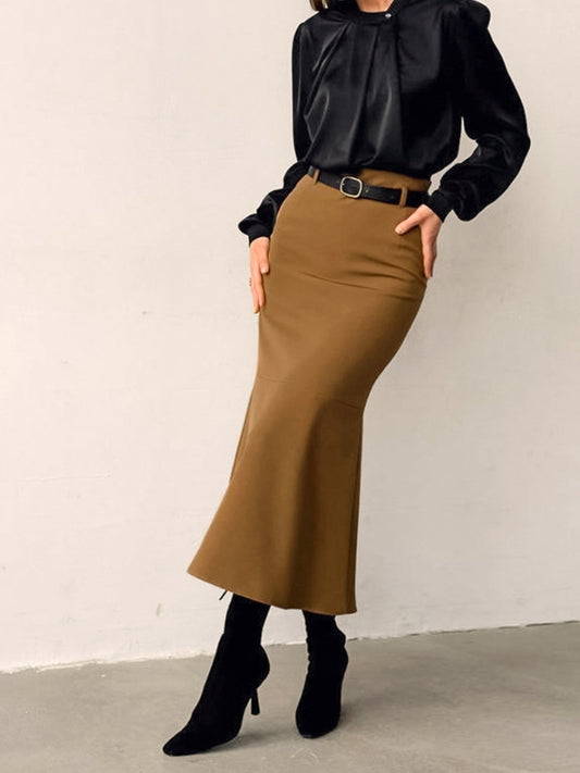 Minimalist Düz Beltsiz Etek
