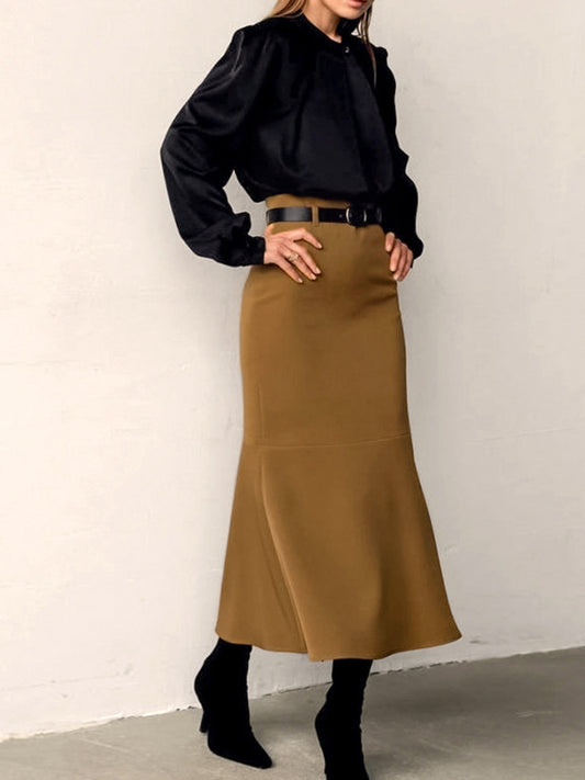 Minimalist Düz Beltsiz Etek