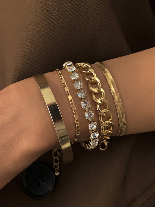 5 adet Rhinestone Yılan Zincir Bilezik