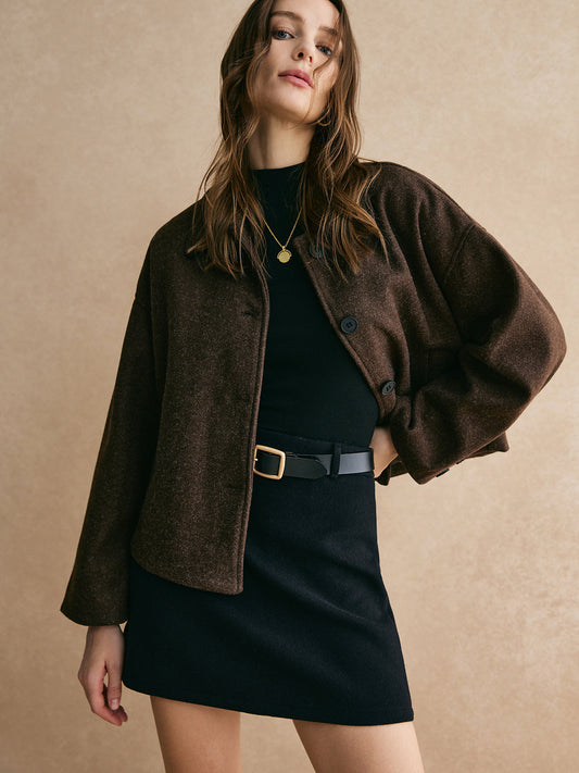 Tweed Düğme Aşağı Ceket