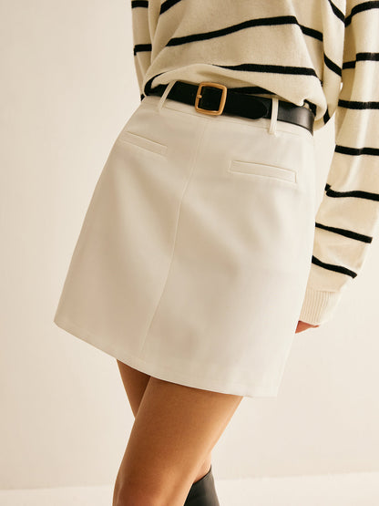 Beltsiz Arka Fermuarlı A Düz Etek