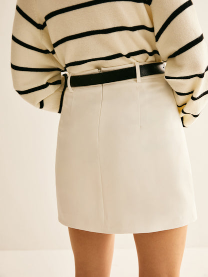 Beltsiz Arka Fermuarlı A Düz Etek