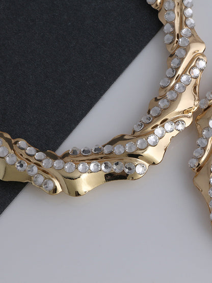 Rhinestone Bamboo Halka Küpe