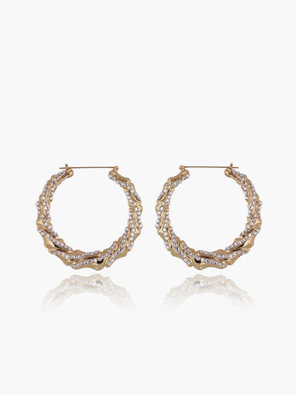 Rhinestone Bamboo Halka Küpe