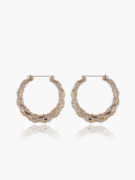 Rhinestone Bamboo Halka Küpe