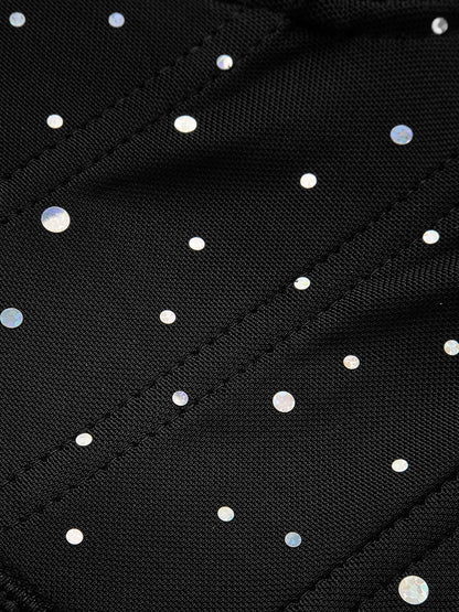 Semi-Sheer Mesh Polka Dot Corset Top