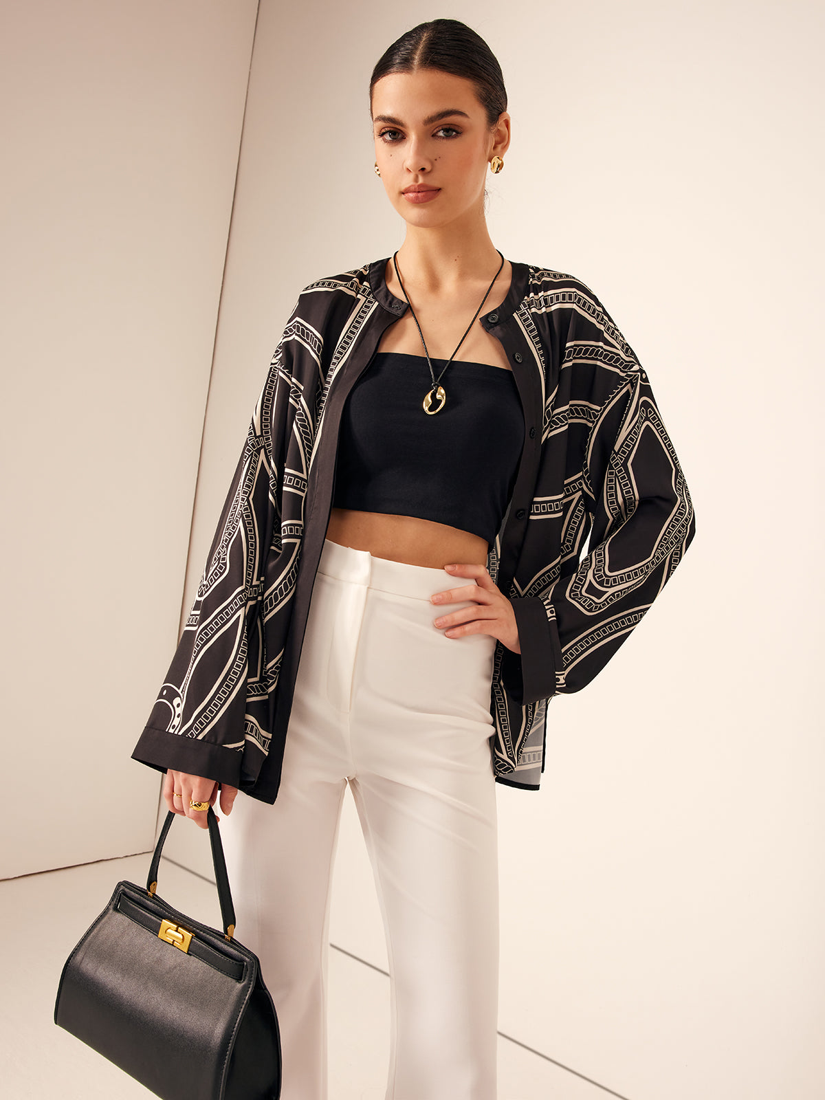 Boheme Baskılı Saten Gömlek