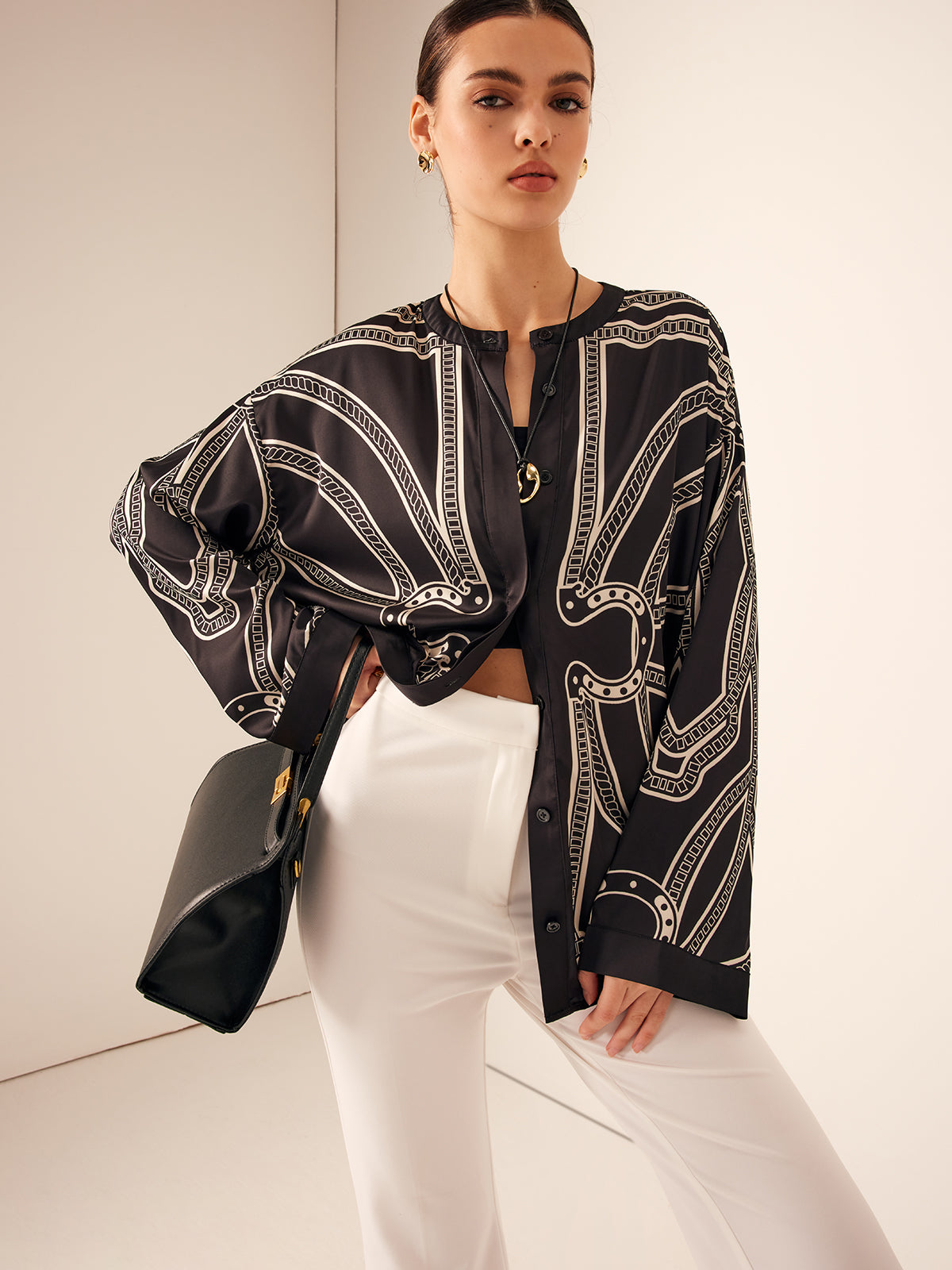 Boheme Baskılı Saten Gömlek