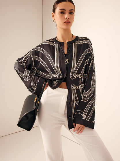 Boheme Baskılı Saten Gömlek